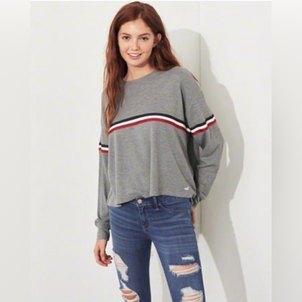Hollister Gray Waffle Knit Boyfriend Tee